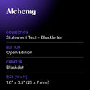 Alchemy by Blackdot - design spec sheet 