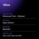 Alive by Blackdot - design spec sheet 