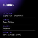 balance by Blackdot - design spec sheet 