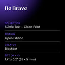 Be Brave by Blackdot - design spec sheet 