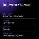 Believe in Yourself by Blackdot - design spec sheet 