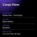 Carpe Diem by Blackdot - design spec sheet 