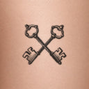 Crossed Keys by John Craig - tattoo render on skin 