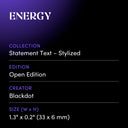 ENERGY by Blackdot - design spec sheet 
