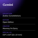Gemini by Mommy I'm Sorry - design spec sheet 