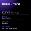 Higher Ground by Blackdot - design spec sheet 