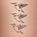 Hummingbird Transformation by Tyler Hobbs - tattoo render on skin 