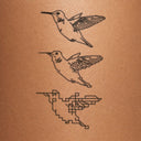 Hummingbird Transformation by Tyler Hobbs - tattoo render on skin 