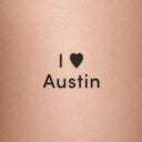 I Love Austin by Blackdot - tattoo render on skin 