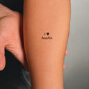 I Love Austin by Blackdot - tattoo render on arm 