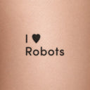 I Love Robots by Blackdot - tattoo render on skin 