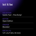 let it be by Blackdot - design spec sheet 