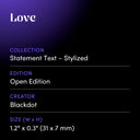 Love by Blackdot - design spec sheet 