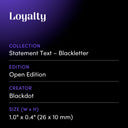 Loyalty by Blackdot - design spec sheet 