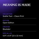MEANING IS MADE by Blackdot - design spec sheet 