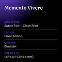 Memento Vivere by Blackdot - design spec sheet 