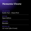 Memento Vivere by Blackdot - design spec sheet 