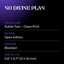 NO DIVINE PLAN by Blackdot - design spec sheet 