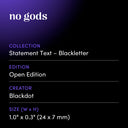 no gods by Blackdot - design spec sheet 