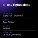 no one fights alone by Blackdot - design spec sheet 
