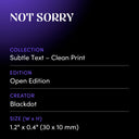 NOT SORRY by Blackdot - design spec sheet 