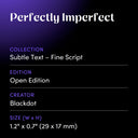 Perfectly Imperfect by Blackdot - design spec sheet 