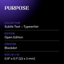 PURPOSE by Blackdot - design spec sheet 