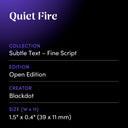 Quiet Fire by Blackdot - design spec sheet 
