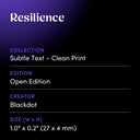 Resilience by Blackdot - design spec sheet 