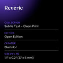 Reverie by Blackdot - design spec sheet 