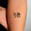 Rose by John Craig - tattoo dimensions 