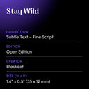 Stay Wild by Blackdot - design spec sheet 