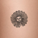 Sun Face by John Craig - tattoo render on skin 