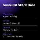 Sunburst Stitch Boot by Mommy I'm Sorry - design spec sheet 